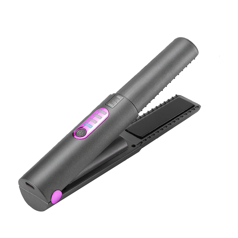 Cordless Hair Straightener, Flat Iron 2 in 1, Portable with USB-C Rechargeable 5000mAh Battery, Ceramic Plate Grey