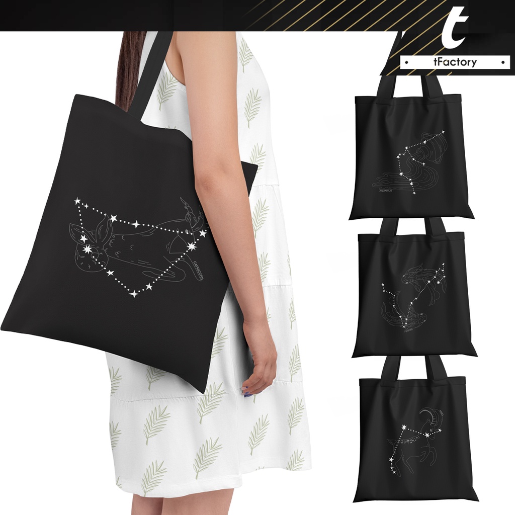 Tfactory 12 constellation fabric bag, animal pattern tote bag, full color pattern, beautiful fashion fabric bag JTBJ