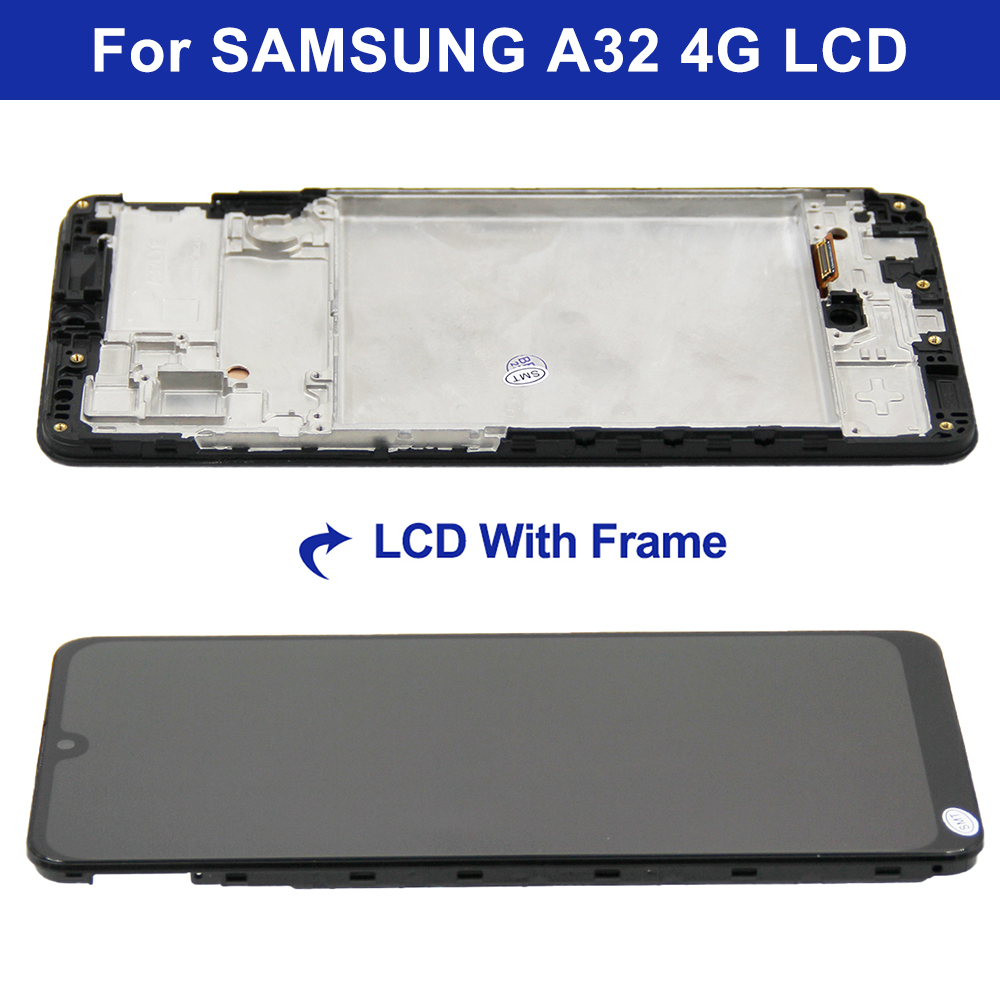 HOT AMOLED For Samsung A32 4G LCD Display Touch Screen Digiziter Assembly For Samsung A32 4g SM-A325F SM-A325M LCD With Frame