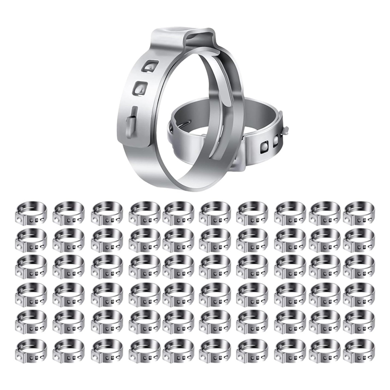 60PCS 3/4 Inch PEX Clamps, Stainless Steel Single Ear Hose Clamps