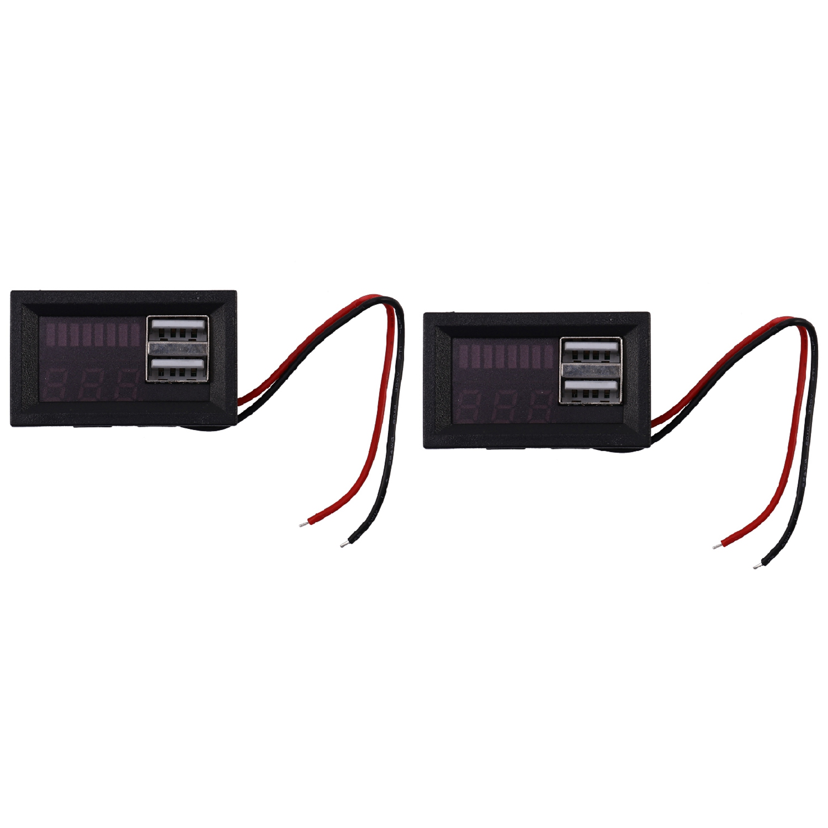 FORIDE 2X Red Led Digital Display Voltmeter Mini Voltage Meter Volt Tester Panel for Dc 12V Cars Usb 5V2a Output 12.6V Battery