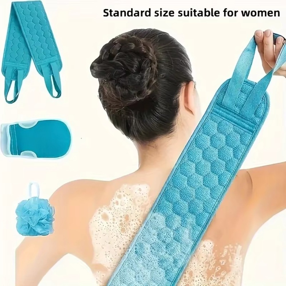 3pcs High Quality 3 In 1 Exfoliating Bath Towel Set Shower Ball Loofah Shower Scrubber Back Bath Scrubbing Soft Bath Glove Body Cleaning Washcloth