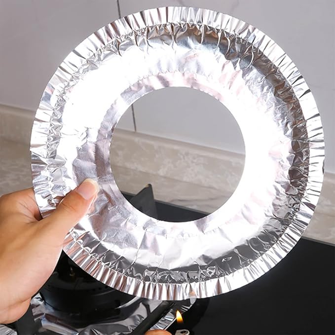 Pack of 10 Pieces High Temperature and Fireproof Stove Oil Proof Pad Round Tinfoil