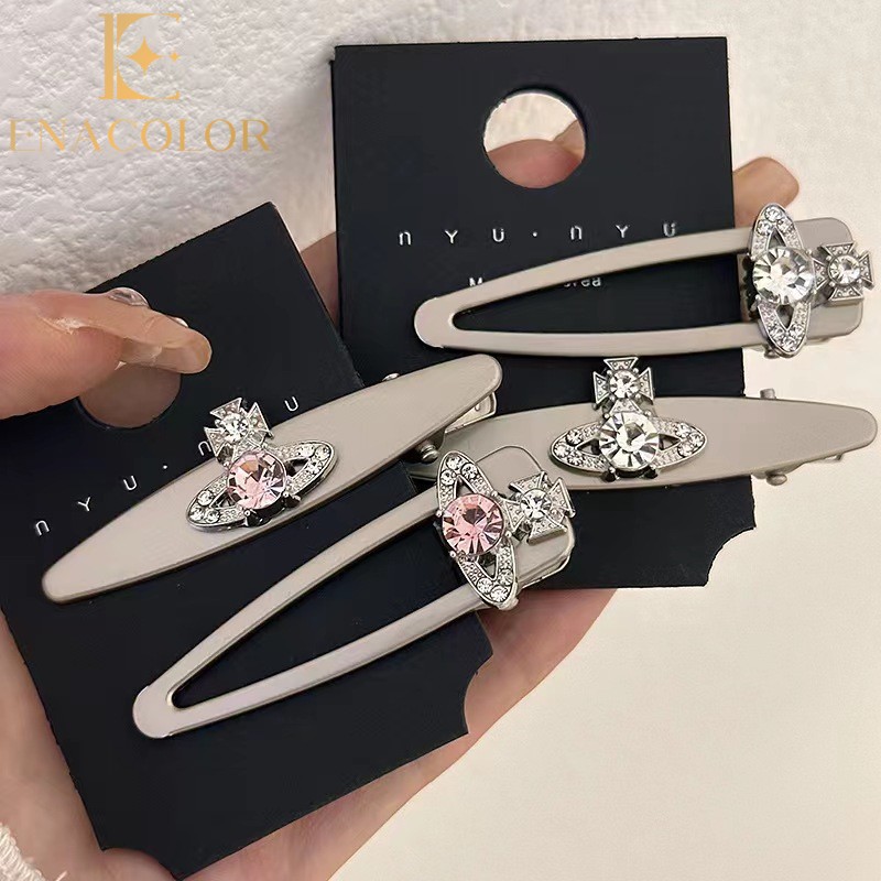 Enacolor 1Pc Summer Fashion Y2k Rhinestone Planet Hairpin Hair Clip for Women Ins Girl New Accessories