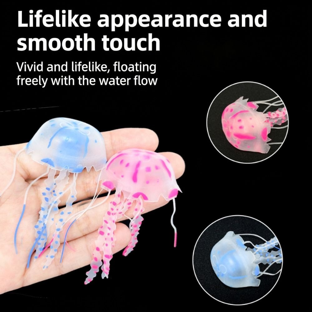 New Silicone Simulated Jellyfish Fluorescent Aquatic Landscape Aquarium Jellyfish Decoration Glowing Fish Tank Ornament Fish Tank Use
