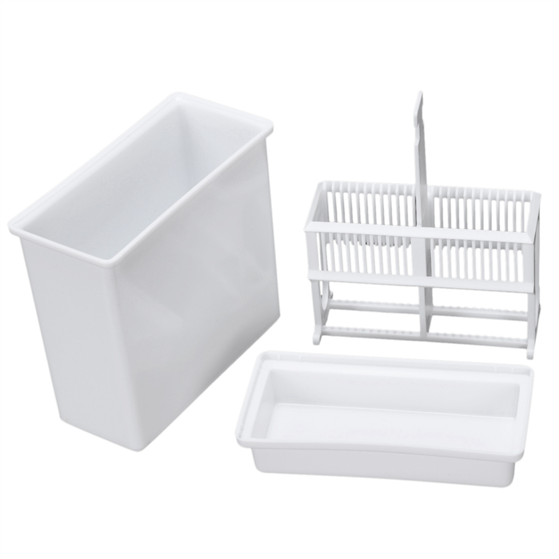 fasdaga 5X 2 in 1 White 24 Pieces Microscope Slides Staining Rack Dish Set