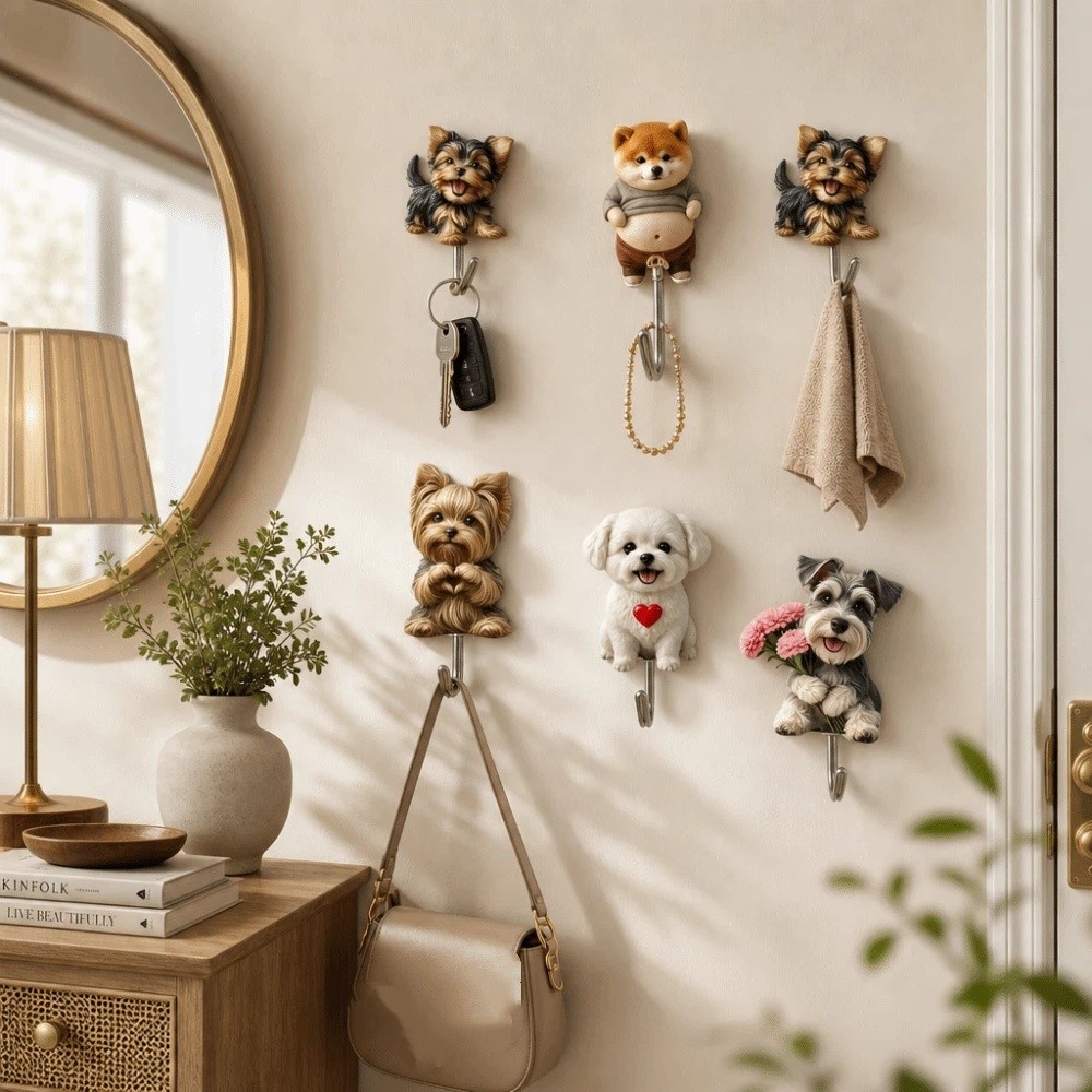 5 Pcs Creative Design 2D Flat Self-Adhesive Hook Cute Animal Acrylic Sticky Coat Hook Hanging Storage Decorative Wall Hooks Entrance