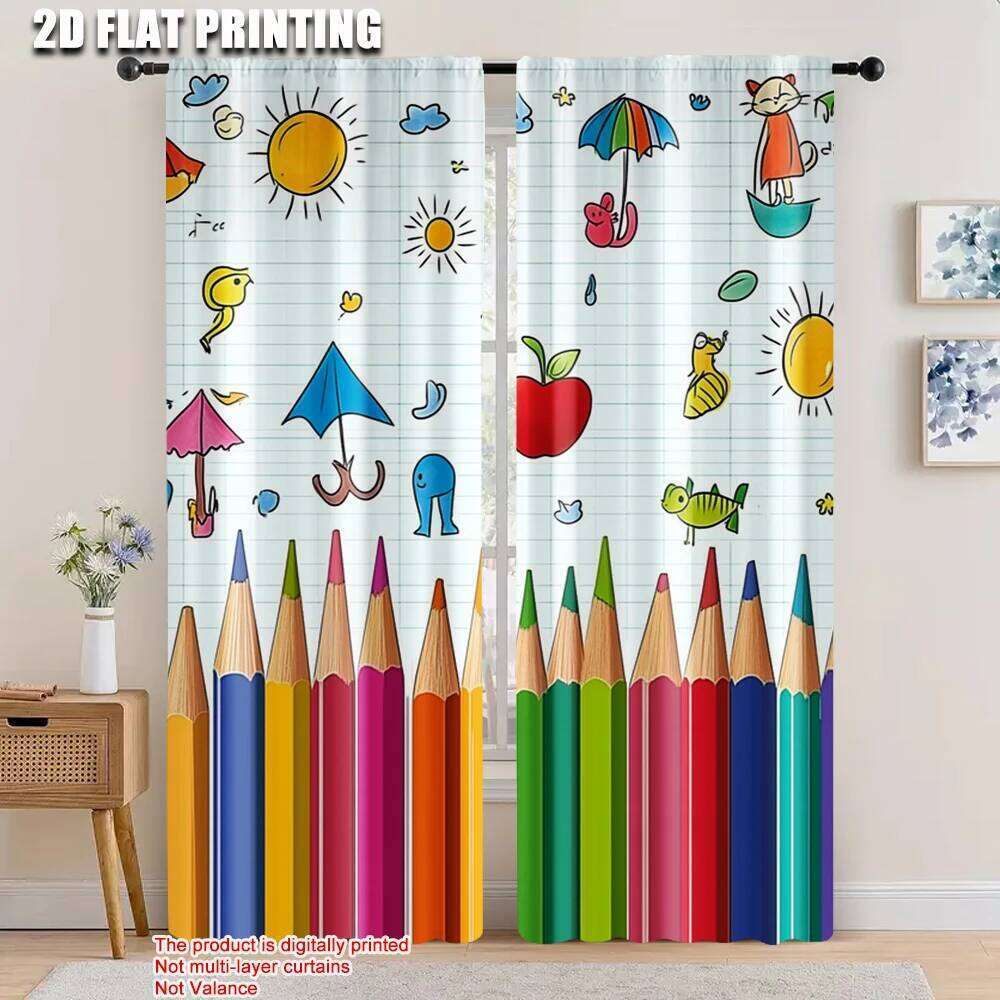 2pcs, spring summer stripesrusticstylevintagewood Light Filtering Sheer Curtains Polyester Woven Outdoor Decorations