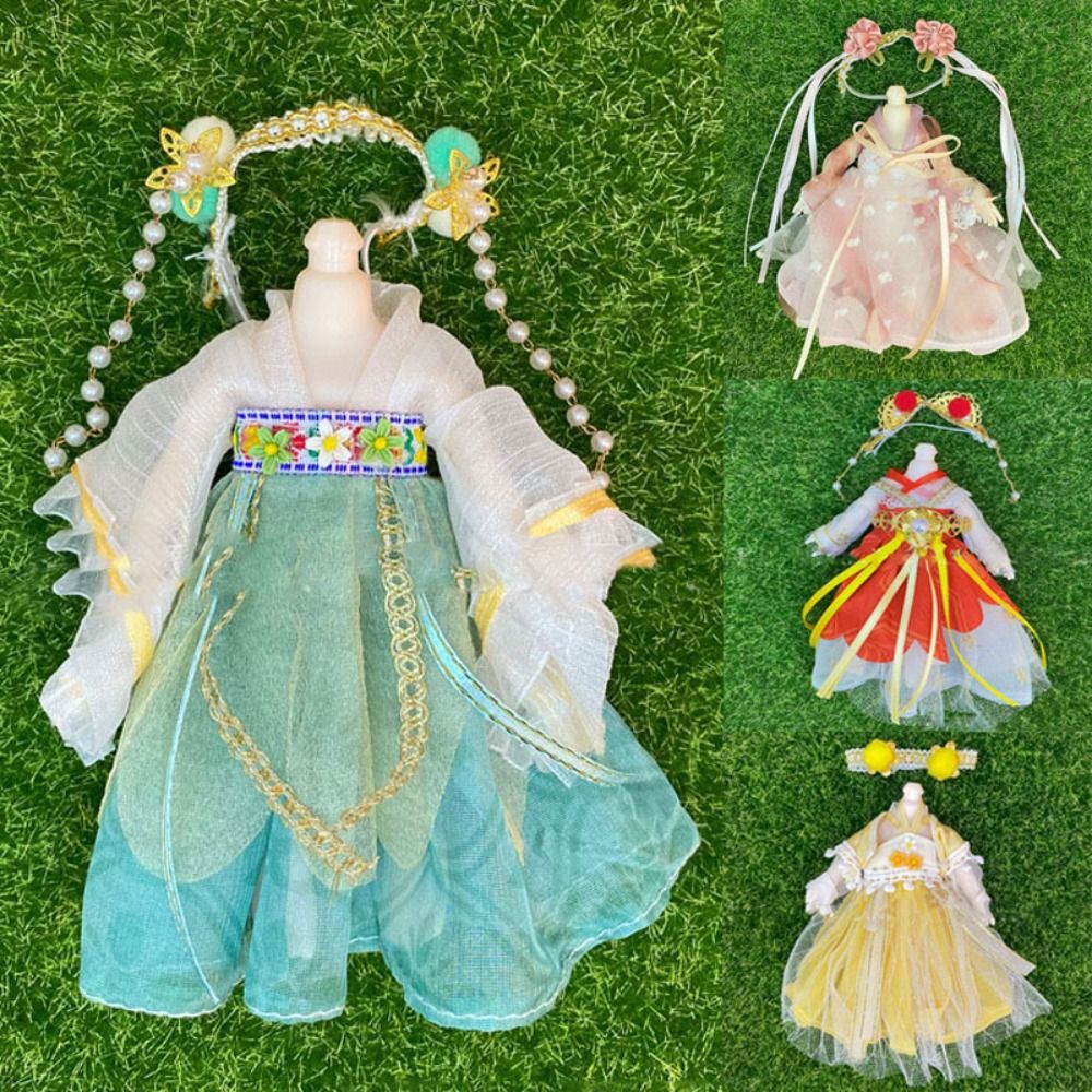 DIY Toys Chinese Style Doll Clothes Fashion DIY Hanfu Clothing High-end Dress Up Ancient Costume Skirt Suit 16~17cm Doll