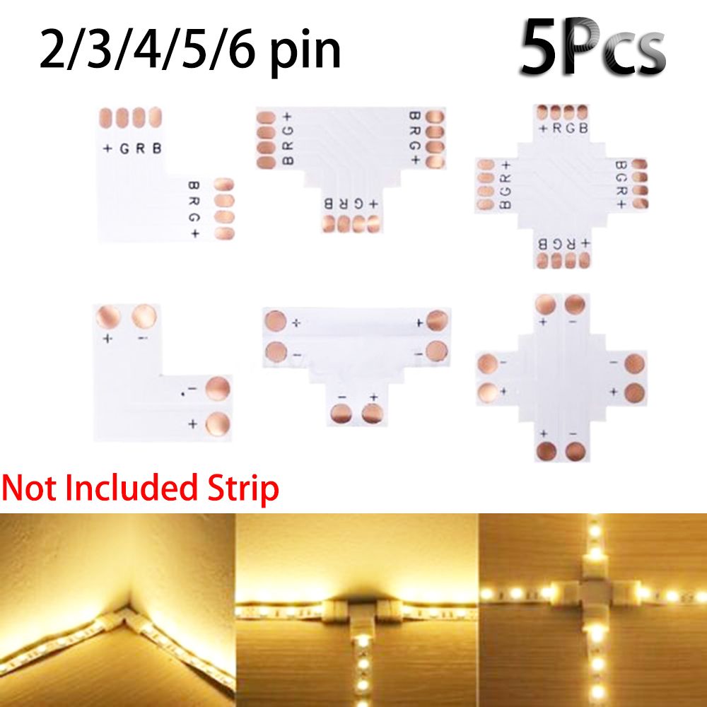 5Pcs Free Welding RGB RGBWW 8mm 10mm 12mm 2pin 3Pin 4pin 5pin 6Pin L T X Shape LED Strip Corner Connector PCB Board