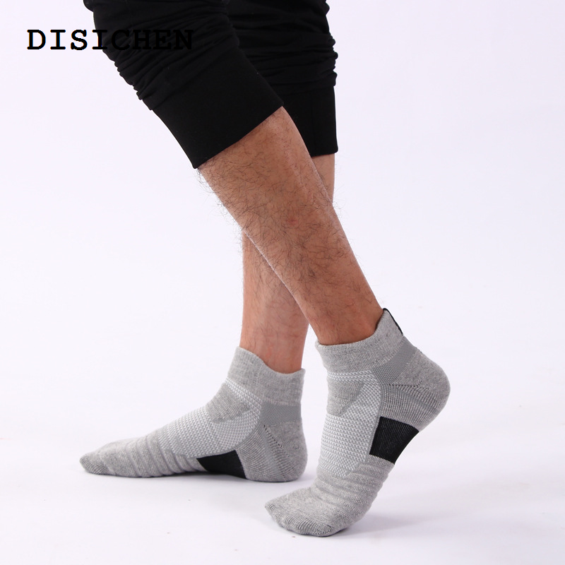 DISICHEN High Quality Brothock Men sports socks cotton non-slip running outdoor towel bottom boat crew sock slippers short tube elite basketball socks