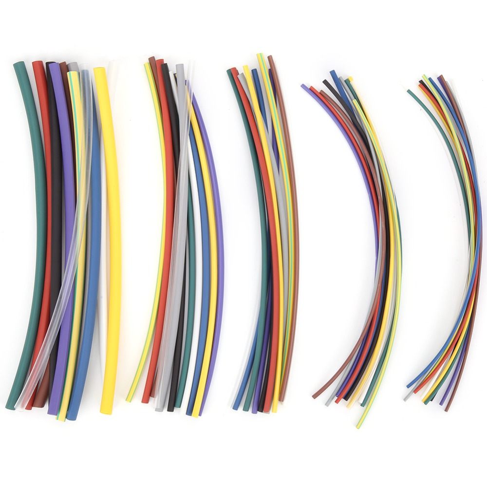 55 PCS Assortment Kit 2:1 Ratio Heat Shrinkable Tube 5 Sizes Colorful Shrink Wrap Tubing Durable Fire Retardance Heat Shrink Tubing Kit Garages