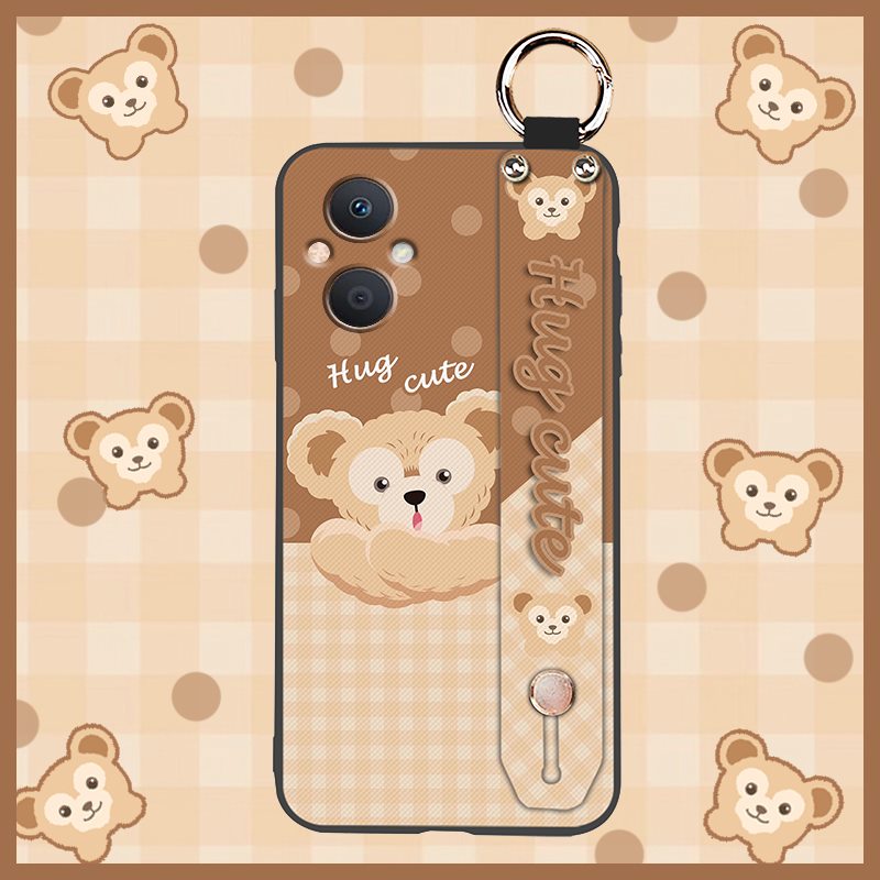 Kickstand Shockproof Phone Case For OPPO Reno8 Lite 5G/Reno8Z 5G/F21S Pro 5G Lanyard Fashion Design Cartoon Wristband