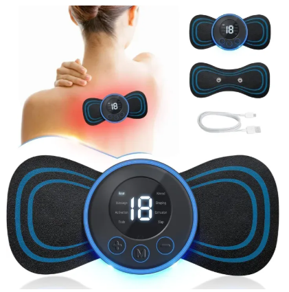 Wireless EMS Body Massager Machine for Pain Relief | 8 Modes & 19 Intensity Levels | Mini Butterfly Massager for Neck, Back, Legs & Shoulder | Portable Vibration Therapy Device