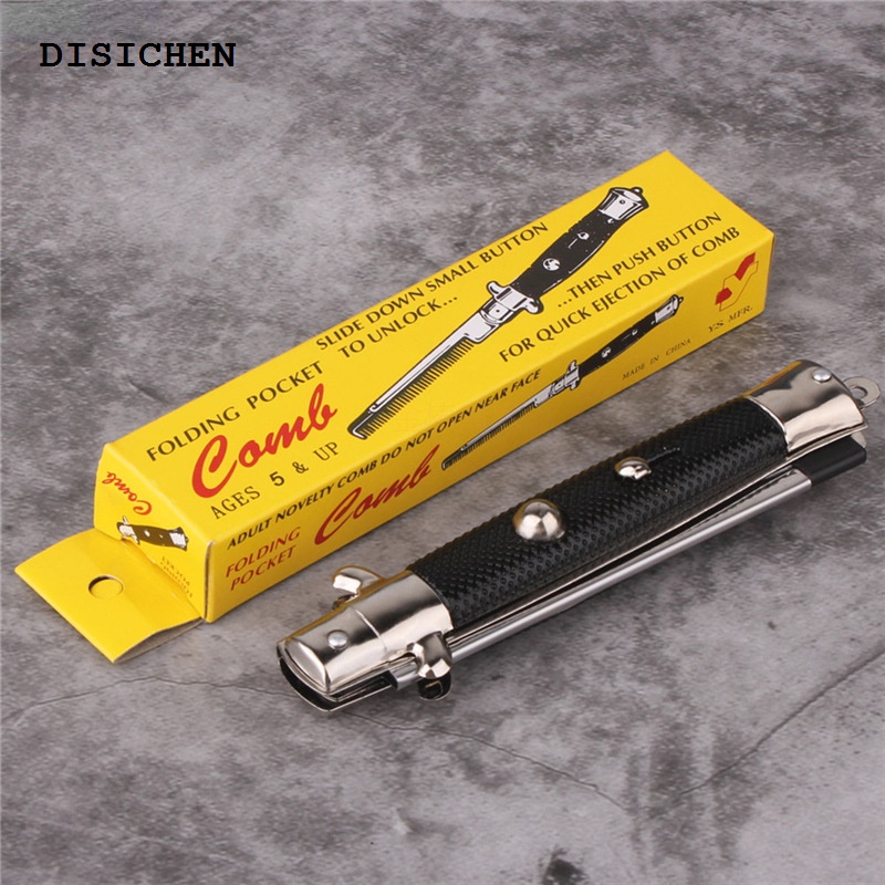 DISICHEN 2025 New 1pc Folding Spring Comb Men's Pocket Brush 2023 New Push Button Automatic Stainless Steel Hair Moustache Comb Hair Styling Tool