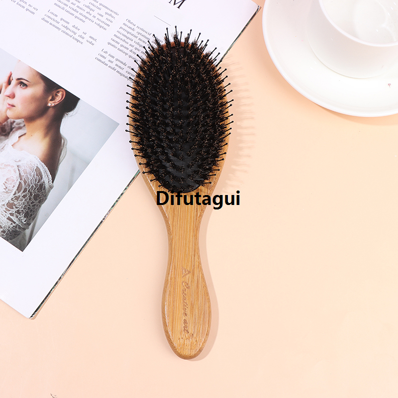 Difutagui Mane Boar Lotus Straightening Knotting Wild Boar New Hair Brush Luxury Wooden Handle Mane Beard Comb Styling Brown Massage Comb
