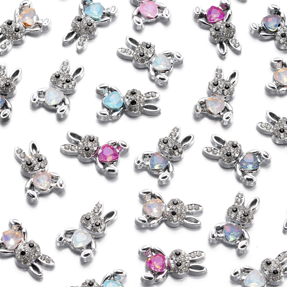 St.kunkka 1pcs Alloy Dot Diamond Rabbit Pendant DIY Necklace Clothing Jewelry Accessories
