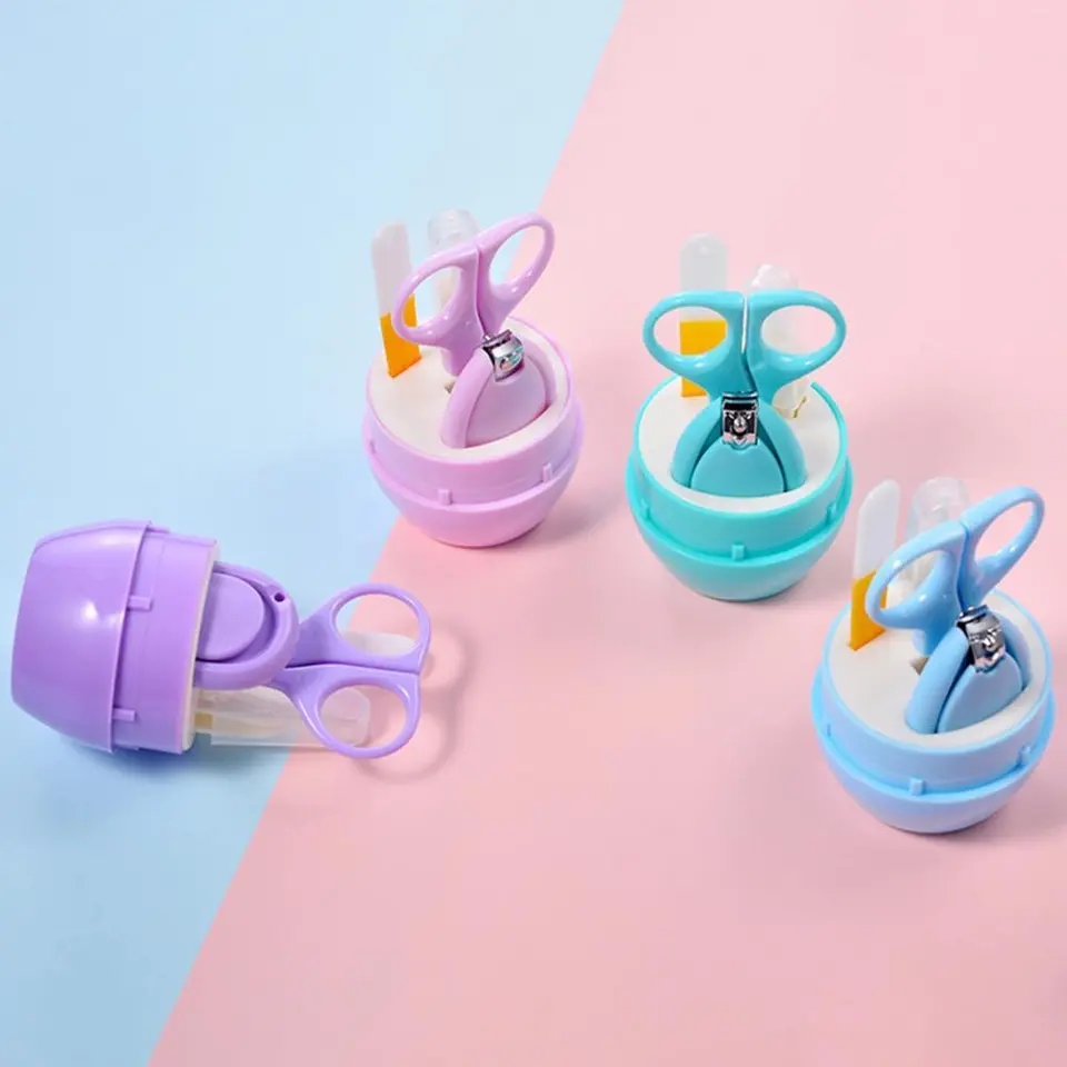 4pcs/set Baby Nail Care Set Cute Cartoon Child Scissors Baby Nail Clippers Daily Newborn Nail Shell Clipper Manicure Kit