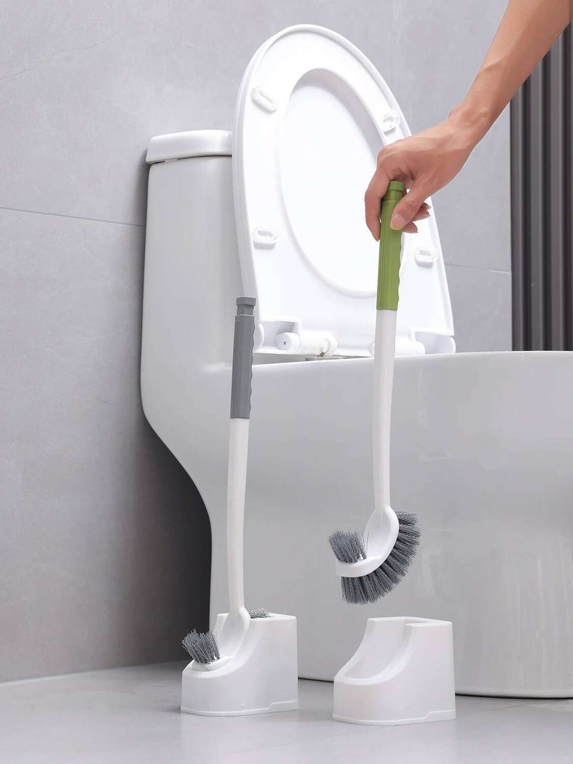 1/2pcs Household Toilet Dead Corners No Punching In The Bathroom Wall Mounted Cleaning Brush Set With Base Durable