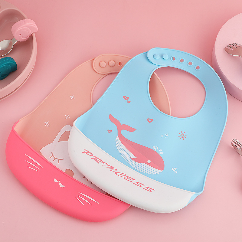 2 pcs Silicon Baby Bibs With Pocket 0 to 2years - For Babies |