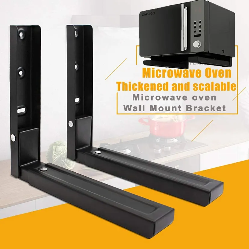 Heavy Duty Oven & Microwave Wall Mount Stand, Universal Wall Bracket / Shelf / Holder / Speaker / OTG Wall Stand For Kitchen With Foldable & Length Adjustable Mechanism Adjustable Wall Mount Rack