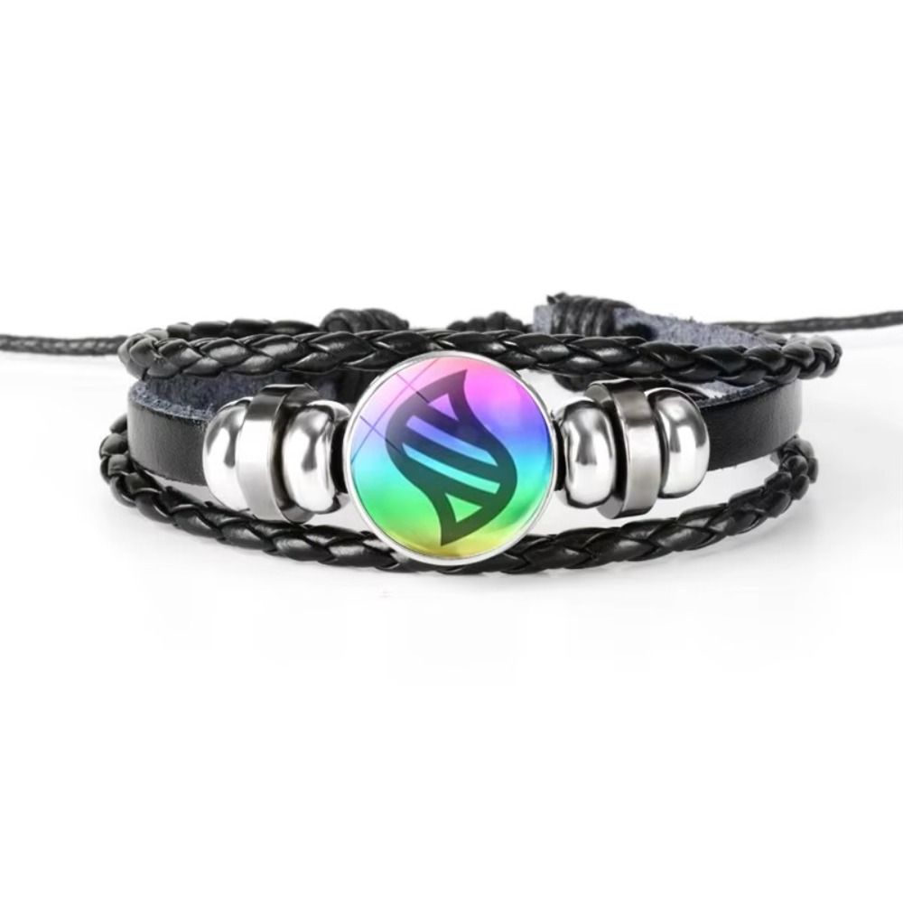 High Quality Mega Stone Pokemon Snap Bracelet Weave Leather Adjustable Japanese Anime Bangle Leather Bracelet For Kids Gift