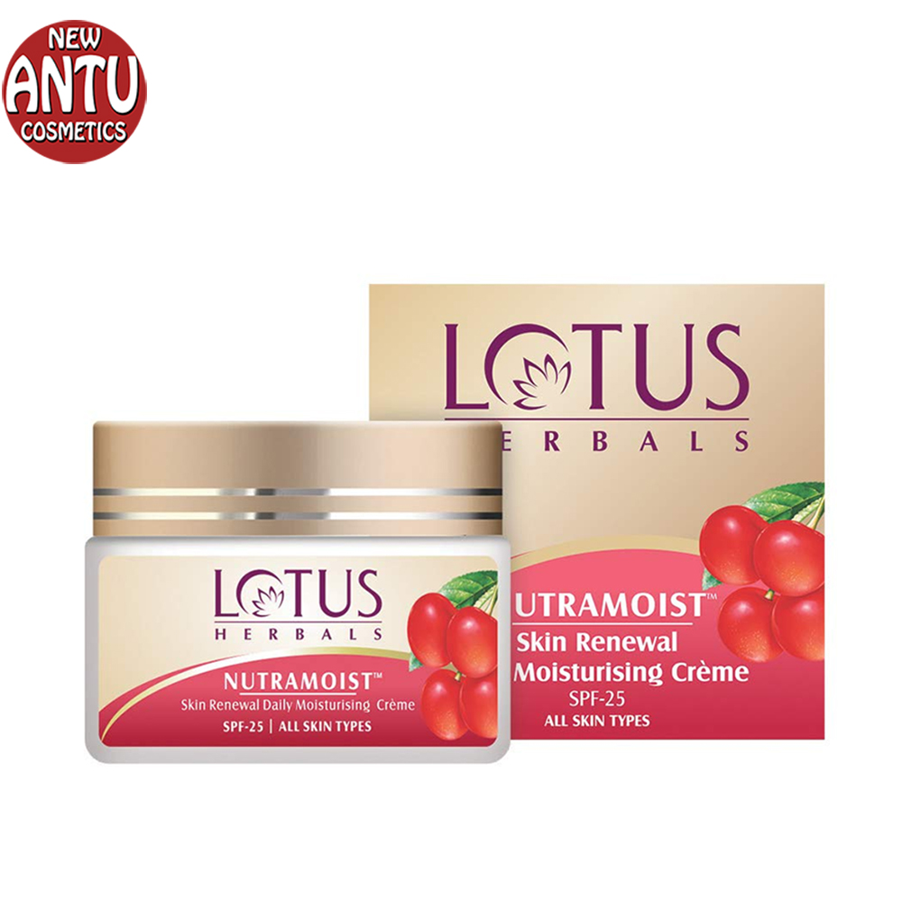 Lotus Herbals Nutramoist Skin Renewal Daily Moisturizing Cream with SPF 25 for All Skin Types - 50 gm