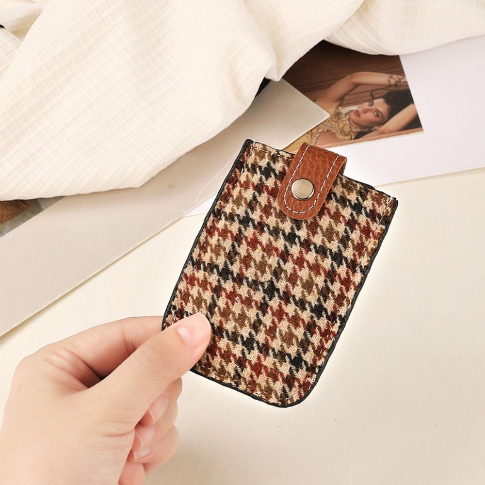 Change Bag PU Houndstooth Card Bag Pull-out Type Card Holders Clutch Clutch Bag Card Pocket Short Wallet Female