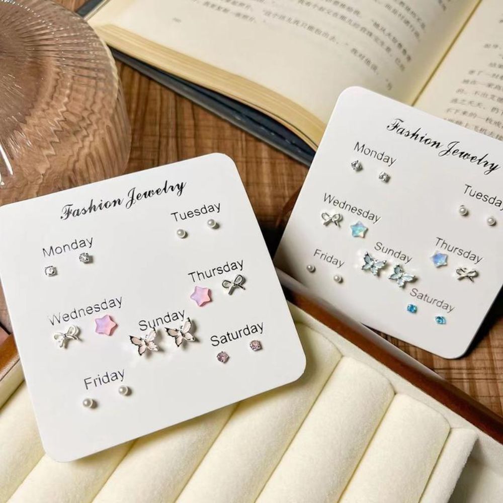 7PCS Gifts Y2K Butterfly Stud Earrings Mini One Week's Supply Butterfly Earrings Bow Multiple Pairs of Women's Earring