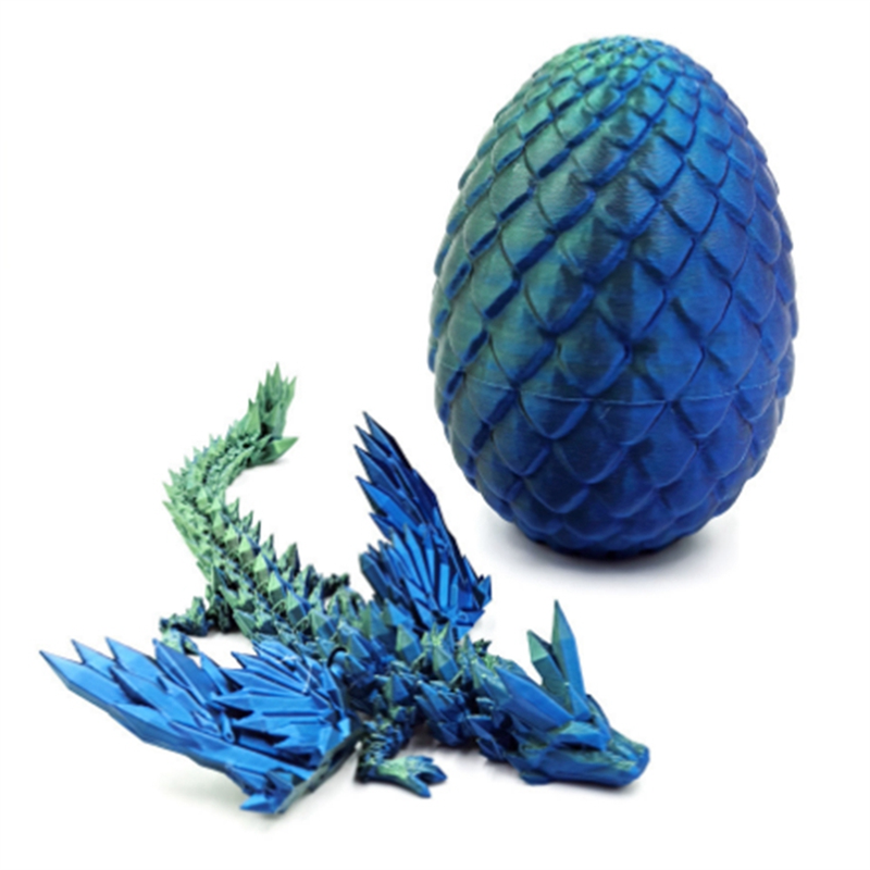 3D Printed Dragon in Egg Full Articulated Dragon Crystal Dragon Office Desk Toy
