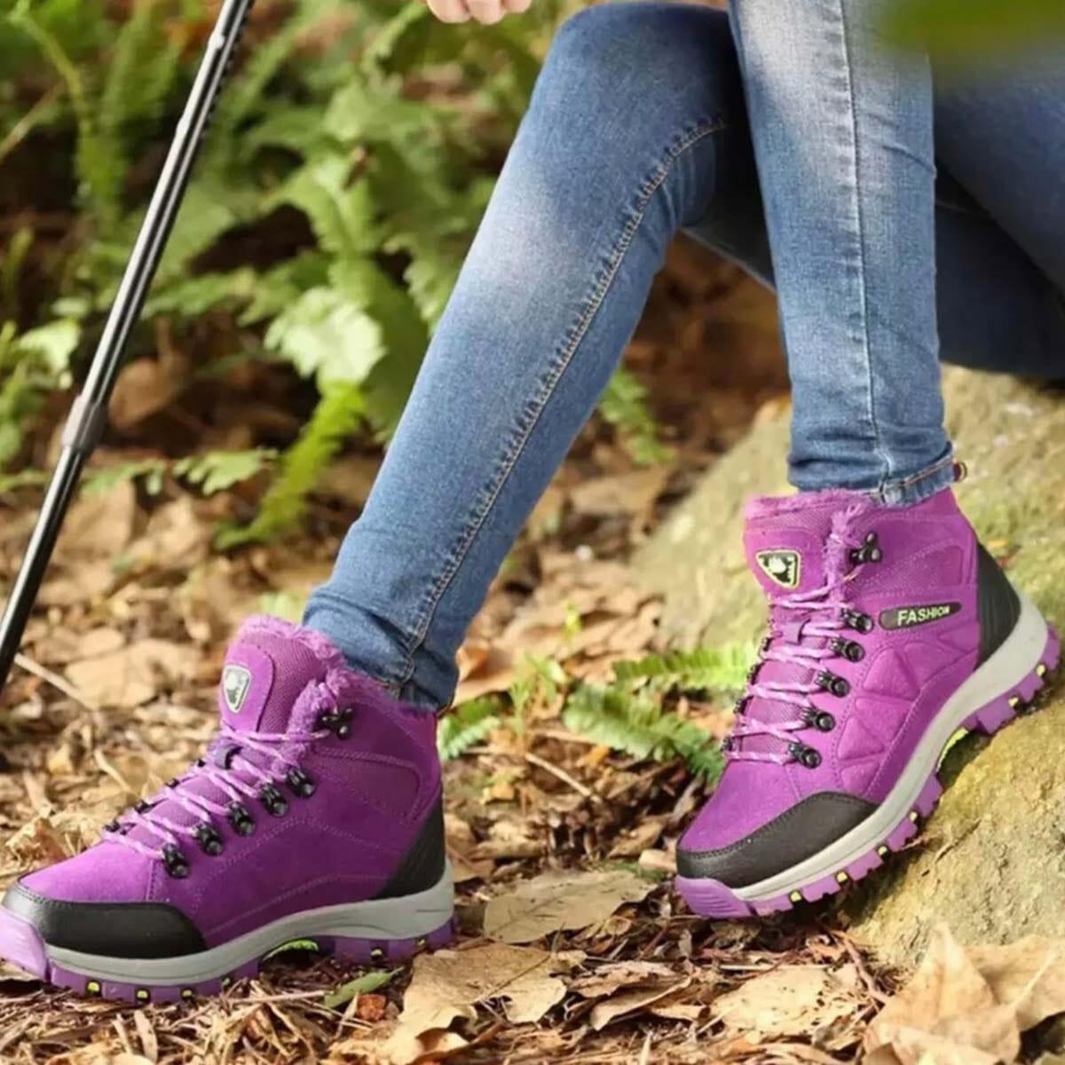 Winter New Trekking Chunky Sneakers Lace Up Shoes For Women By Fits & Kicks