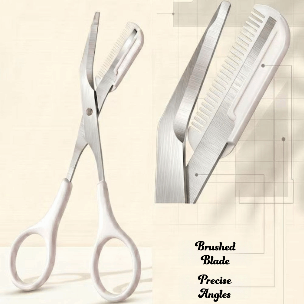 1pc/24pcs Portable Stainless Steel Eyebrow Trimming Rounded Tip With Comb Beauty Tool Safe Trimming Compact Lightweight Eyebrow Shape Office