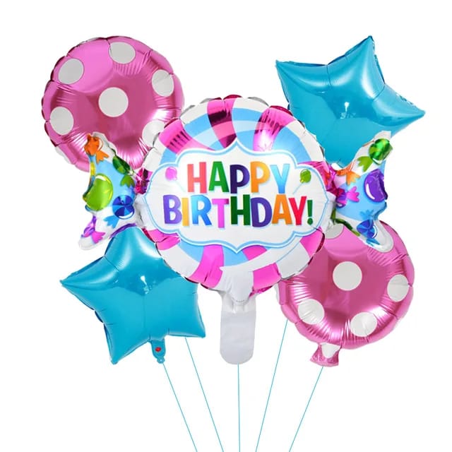 Happy Birthday Foil Balloon for Birthday Party Supplies/Decoration Combo (Color May Vary) - Pack of 5