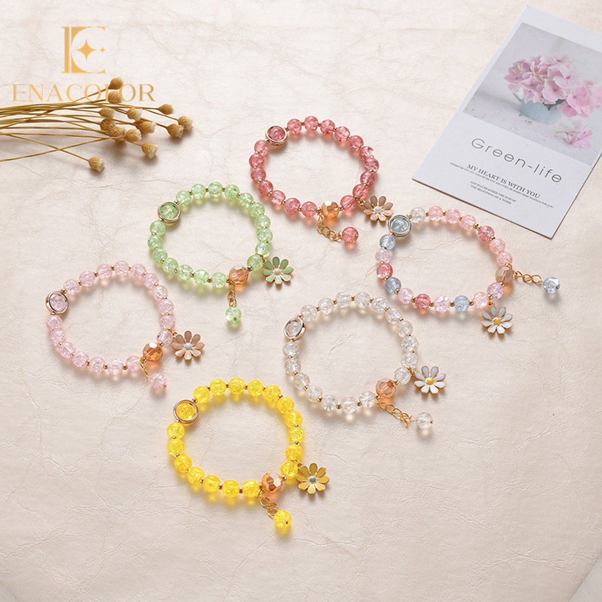 Enacolor New Korean Lovely Daily Beaded Bracelet for Girls Charm Girls Cute Ins