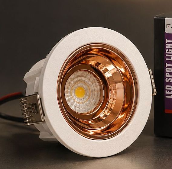 Fablite 5W Premium Curved COB Downlight Natural White LED Ceiling Spot Light Low Glare Aluminium Recessed Light with 1 Year Warranty