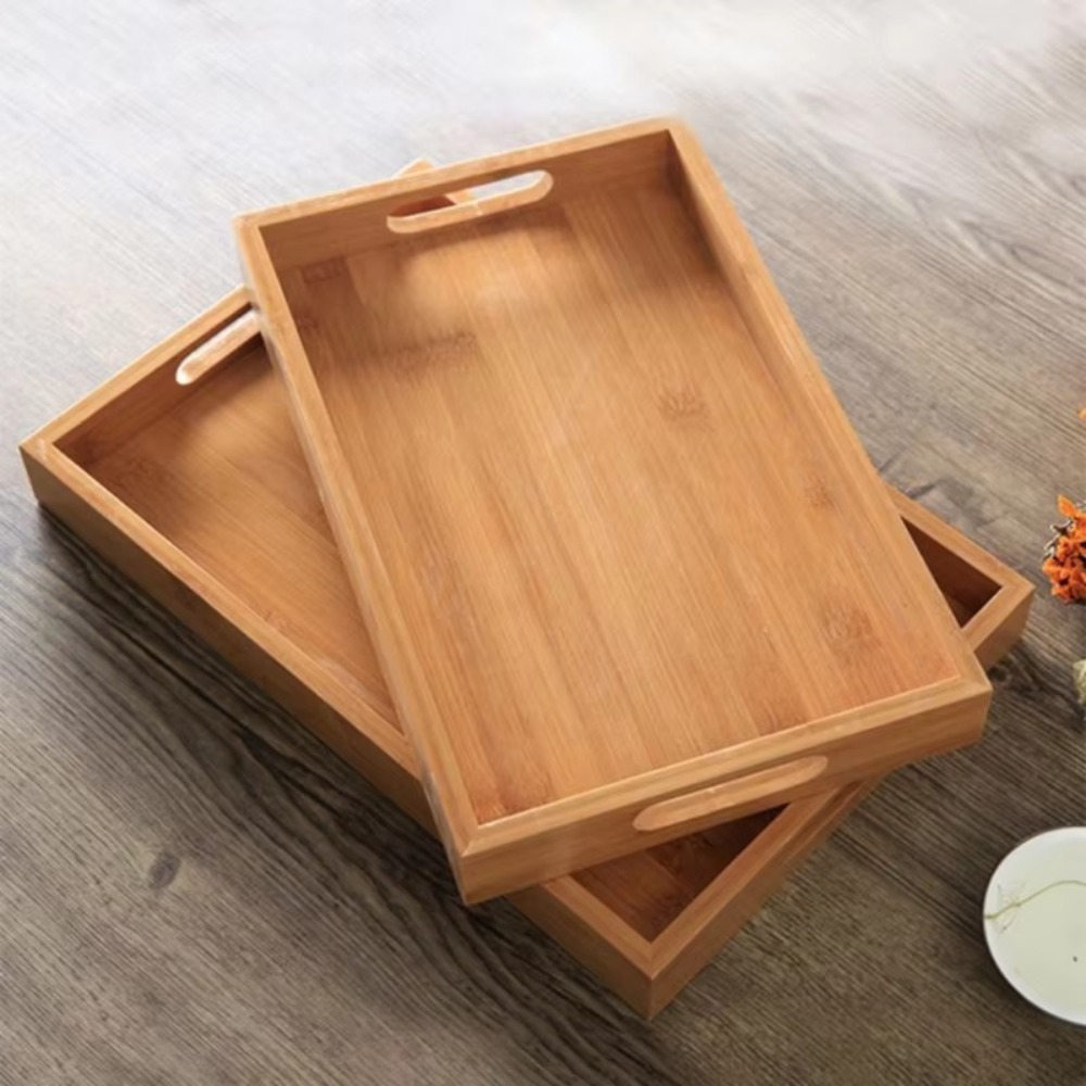 New Rectangular Storage Tray Bamboo Solid Wood Storage Plate household Tea Tray Dried Fruit