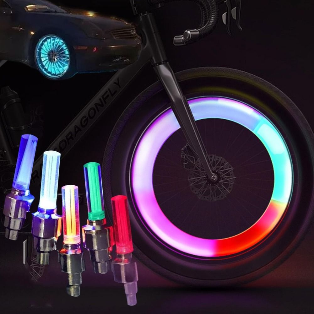 Hot 7Color Bike Tyre Wheel Car Tire Valve Caps Lamp Bicycle Accessories Tire Lamp LED Light Bike Decoration
