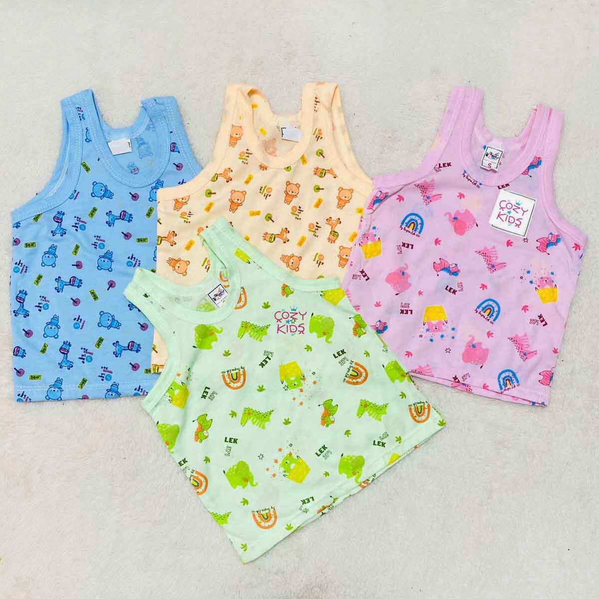 MoonCare - Baby Cotton Cartoon Print Inner Wear Sando Baniyan 2 Pcs Set