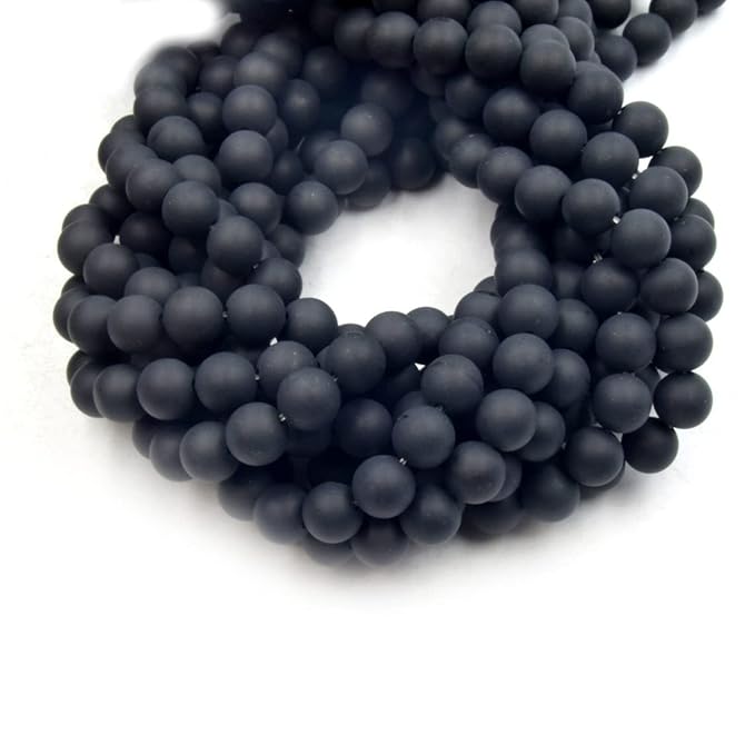 Matte Black Beads 8Mm, Diy For Making Bracelet, Neacklace (Unisex)