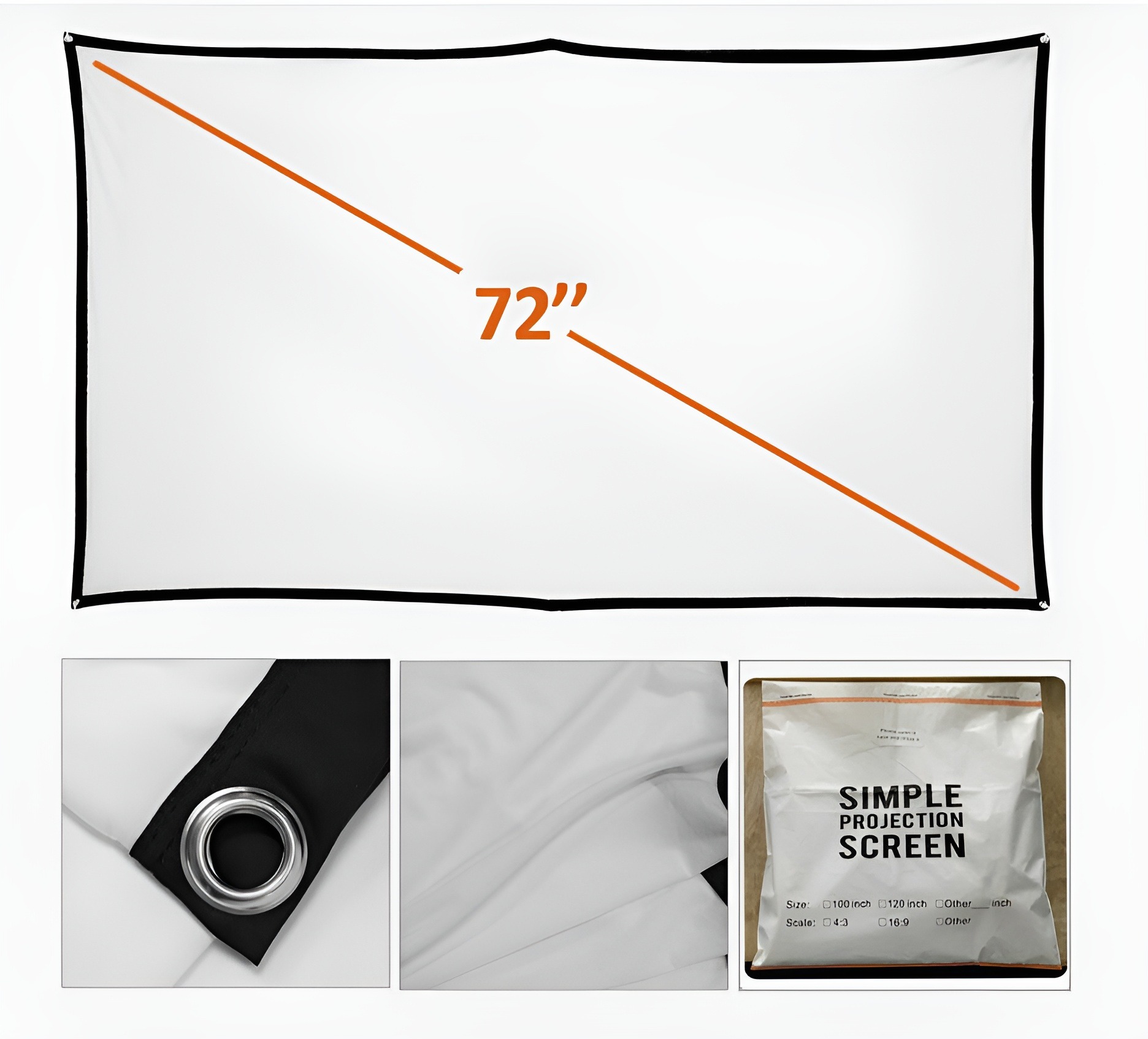 Simple Projection Screen 72 Inch