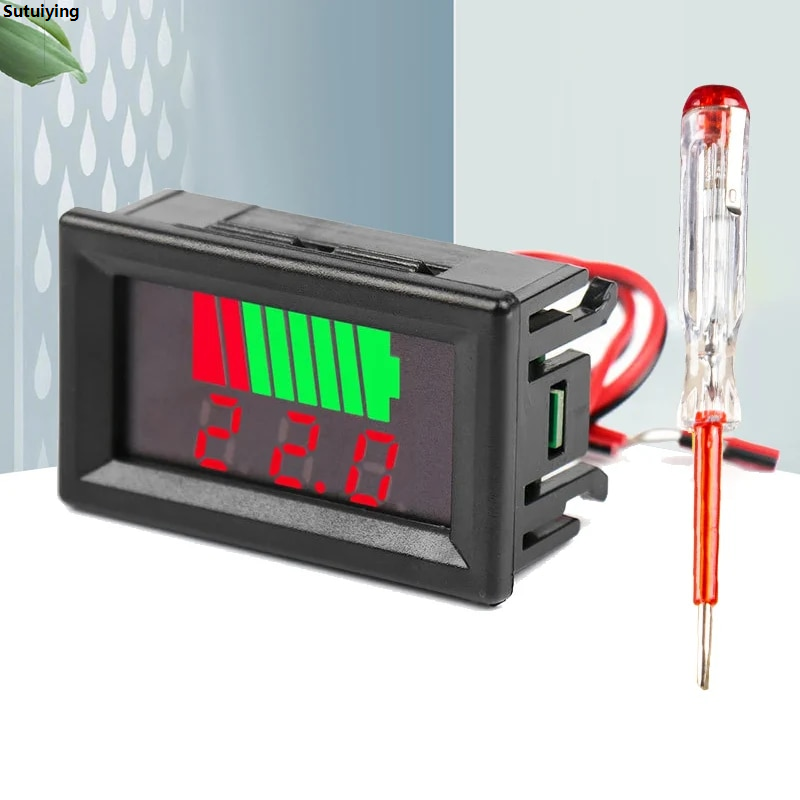 Sutuiying 2PCS Electric Vehicle Energy Meter Battery Lithium Portable Battery Energy Meter 12V -72V Universal Test Pen