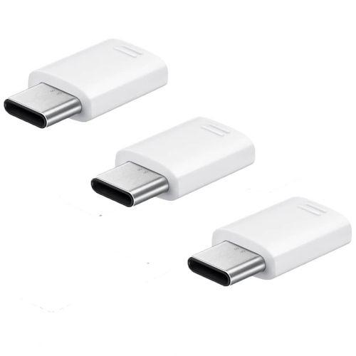 3pcs Micro USB to Type-C Adapter - White