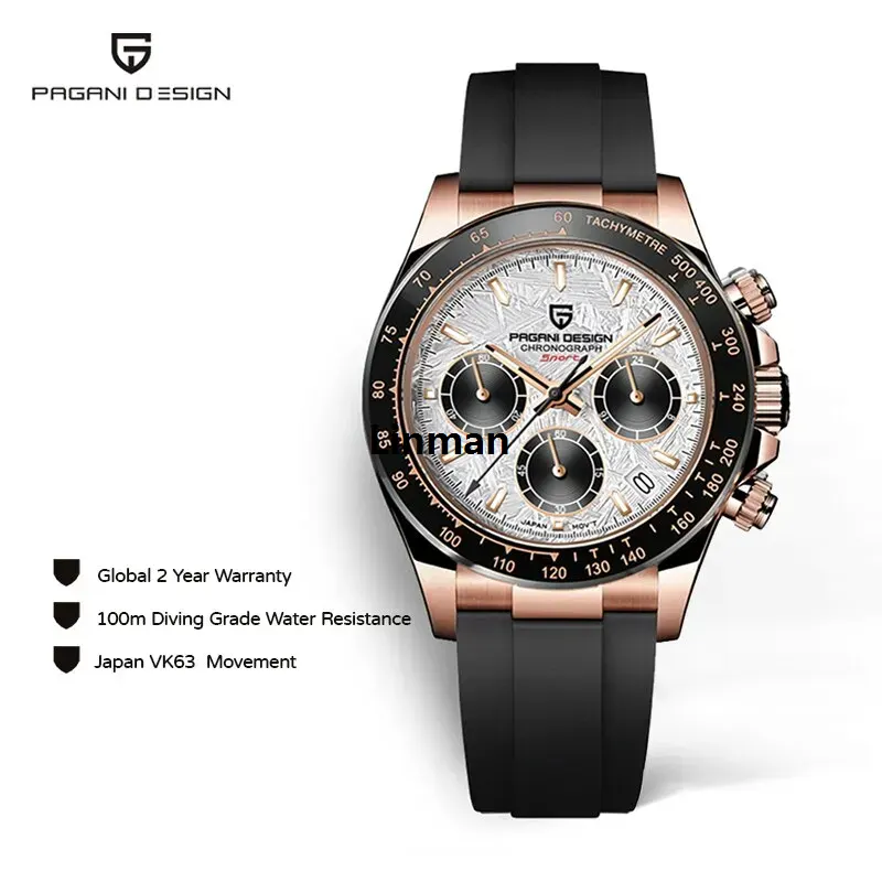 Linman 2024 New PAGANI DESIGN Men's Sports Quartz Wristwatch Luxury B rand Sapphire Crystal 100m Waterproof Chronograph Reloj Hombre