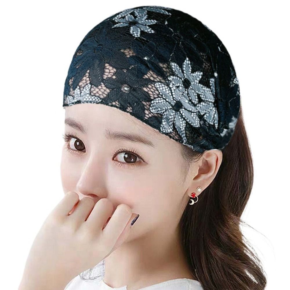 Simple Sweet Trendy Bandaba Turban Wide Side Flower For Girls Wash Face Makeup Headband Hair Accessories Women Hairband Lace Hair Hoop