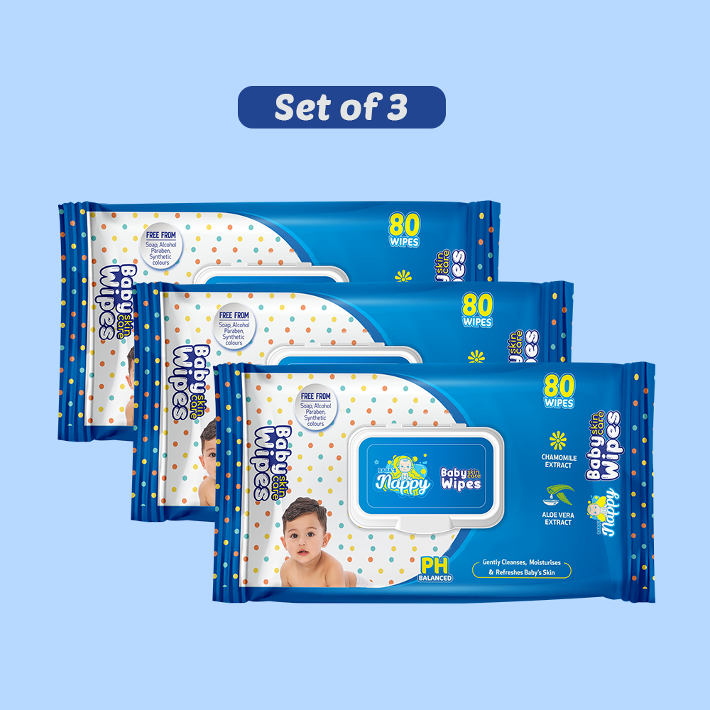 Baba's Nappy Baby Wet Wipe (200x150mm), 80pcs Set of 3