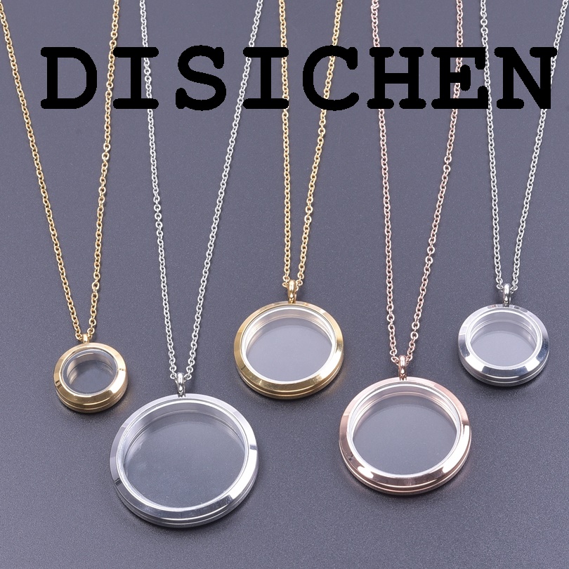 DISICHEN New New 1PC Mix Size Round Living Memory Photo Relicario Locket Pendant Floating Chams Picture Necklaces For Jewelry Women Men Gift