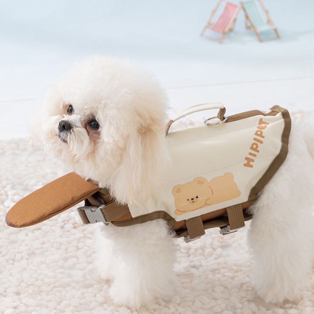 Fashion High Buoyancy Dog Life Jacket Anti Choking Waterproof Dog Swimming Vest Adjustable Cartoon Bear Dog Safety Vest Summer
