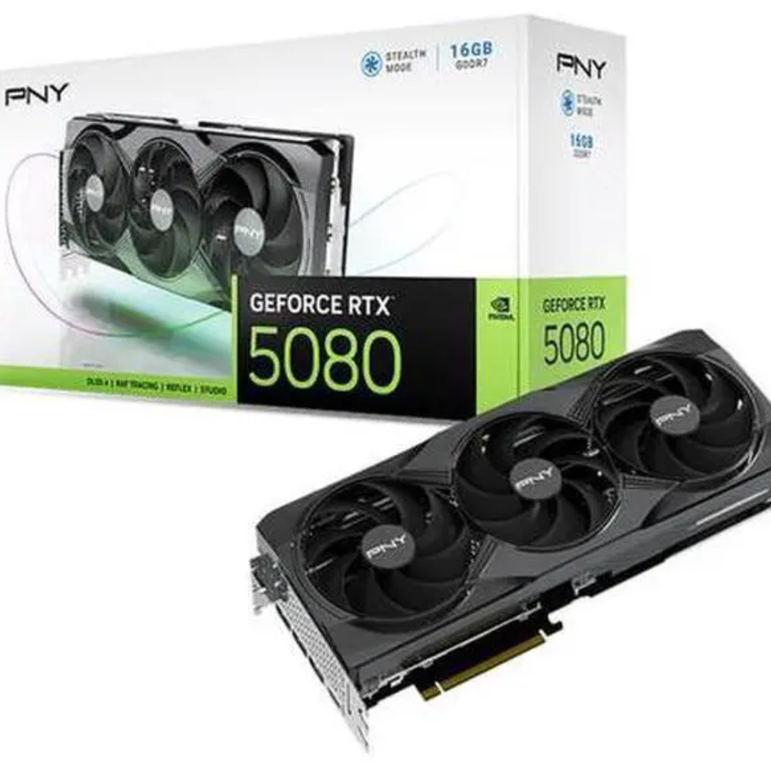 PNY GEFORCE RTX 5080 | 16GB TRIPLE FAN | 256-bit | 2.62 GHz Boost Clock Speed | 4K Resolution | GRAPHICS CARD | 2 Years Warranty