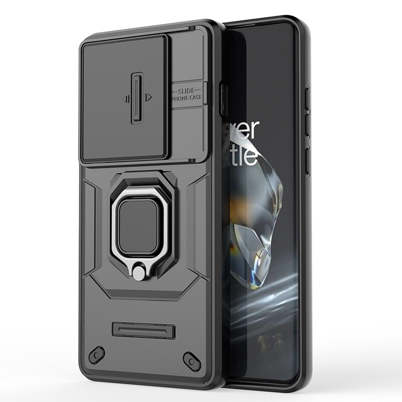 For OnePlus 12 5G Case With Slide Camera Cover Built in 360┬░ Rotate Ring Stand Kickstand Full-Body Rugged Shockproof Protective Phone Cover Bles Online DZ-10A-23
