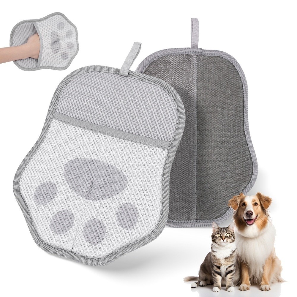 2Pcs Pet Glove Electrostatic Adsorption Pet Hair Remover Cute Cat Paw Electrostatic Gloves Self Cleaning Washable Cat Hair Cleaning Glove Fabric Lint Cleaning Tool